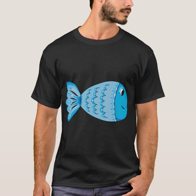 Blaue Fisch-Clip-Art-Doodle T-Shirt (Vorderseite)