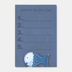 Blaue Fisch-Kind-To-Do-Liste Post-it-Notizen Post-it Klebezettel