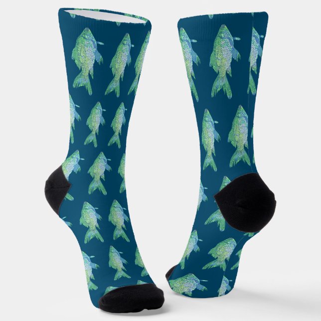 Blaue Fisch-Vatersocken Socken (Gewinkelt)