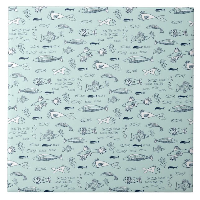 Blaue Fische Fliese (Vorderseite)