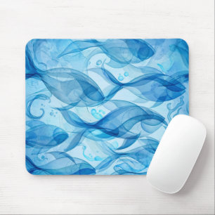 Blaue Fische fließen in abstrakter Harmonie Mousepad