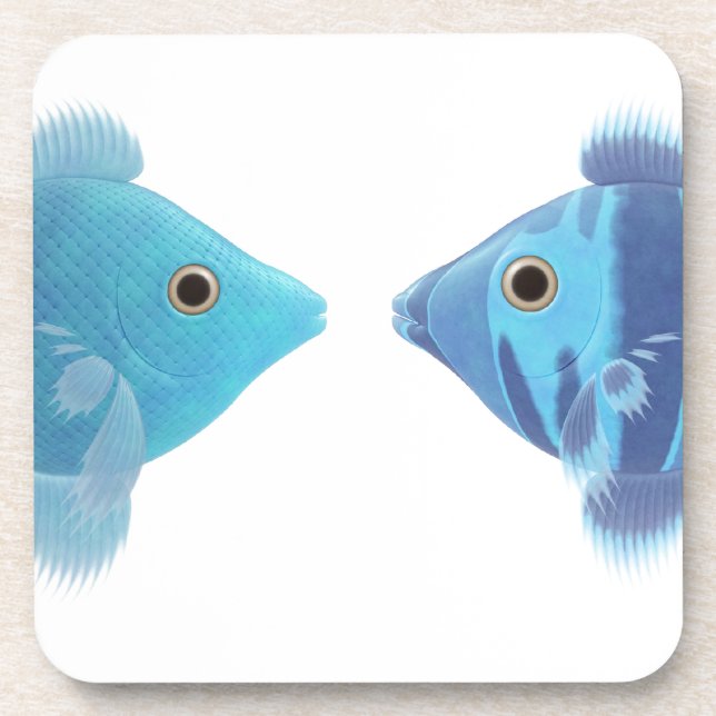 Blaue Fische Getränkeuntersetzer (Vorderseite)