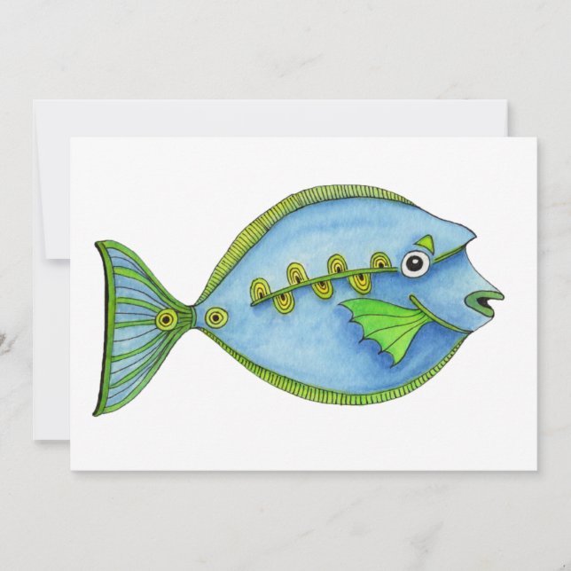 Blaue Fischkarte Feiertagskarte (Vorderseite)