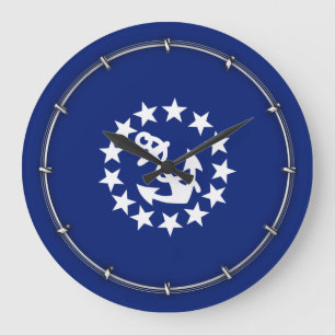 Blaue Flagge für amerikanische Schiffe Große Wanduhr