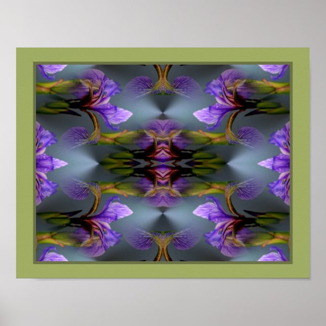 Blaue Flagge Iris Blume Abstrakte Natur Poster (Vorne)