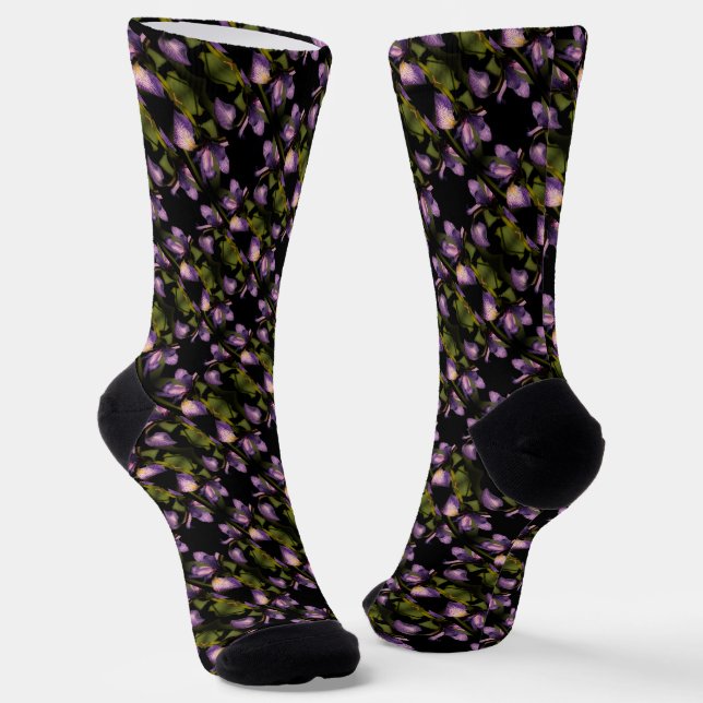 Blaue Flagge Iris Blume Abstraktes Muster Socken (Gewinkelt)
