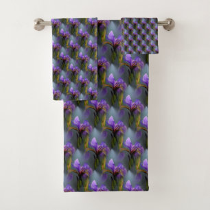 Blaue Flagge Iris Blume Art Muster Badhandtuch Set