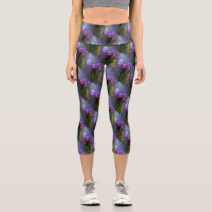 Blaue Flagge Iris Blume Art Muster Capri Leggings