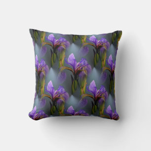 Blaue Flagge Iris Blume Art Muster Kissen