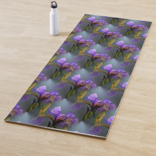 Blaue Flagge Iris Blume Art Muster Yogamatte