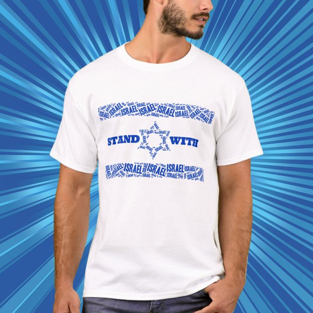 Blaue Flagge, stehen Sie mit Israel T-Shirt (Von Creator hochgeladen)