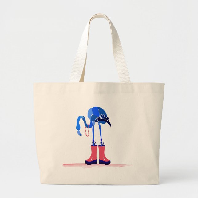 Blaue Flamingo-Tasche Jumbo Stoffbeutel (Vorne)