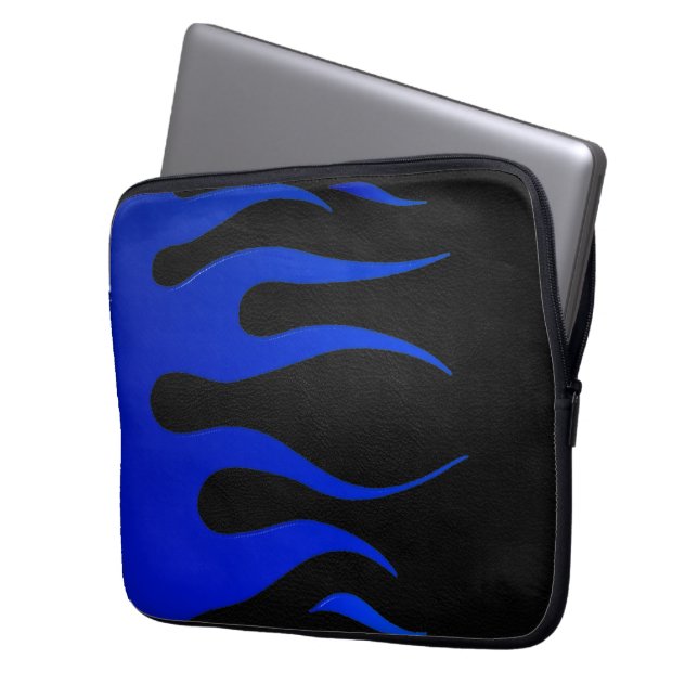 Blaue Flammen-Neopren-Laptop-Hülse Laptopschutzhülle (Vorderseite Links)