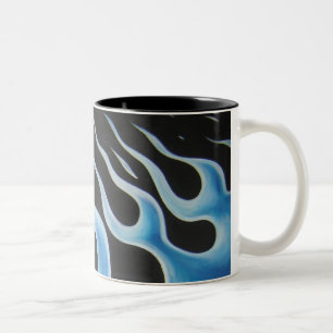 Blaue Flammen-Tasse Zweifarbige Tasse