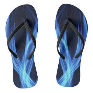 Blaue Flammenwirbel Dunkle Flip Flops