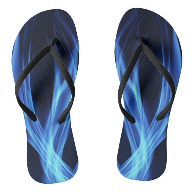 Blaue Flammenwirbel Dunkle Flip Flops (Fußbett)