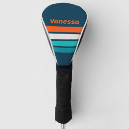 Blaue Flasche Echo auf Streifen mit Namen Golf Headcover