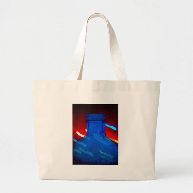 Blaue Flasche und Lichter Jumbo Stoffbeutel (Vorne)