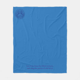 Blaue Fleece-Decke mit Logo und Motto Fleecedecke