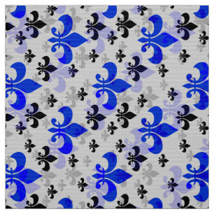 Blaue Fleur De Lis auf Weiß Stoff