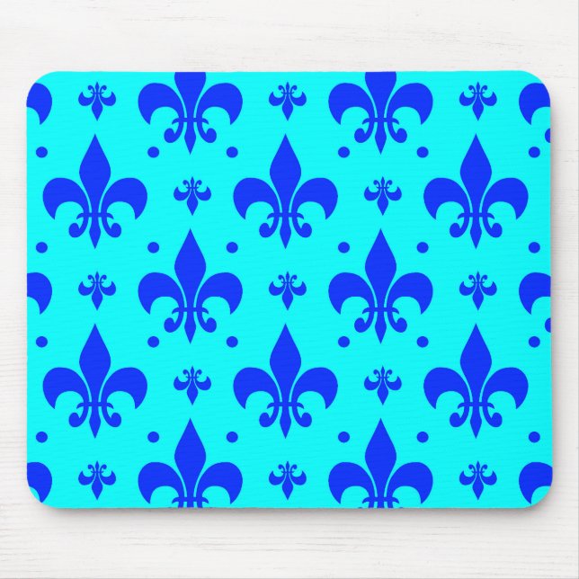 Blaue Fleur-de-lis-Musterdesign  Mousepad (Vorne)