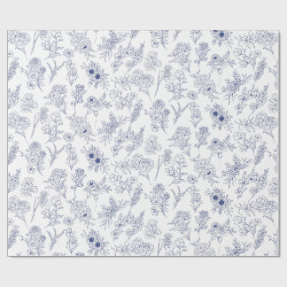 blaue fleurs de saison geschenkpapier