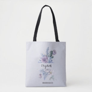 Blaue Flieder Aquarell Blumen Elegante Brautjungfe