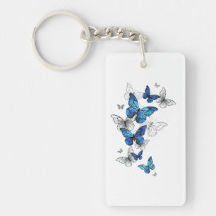 Blaue Fliegende Schmetterlinge Morpho Schlüsselanhänger