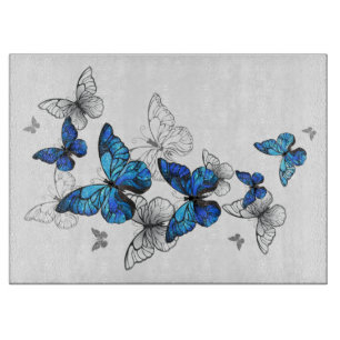 Blaue fliegende Schmetterlinge Morpho Schneidebrett