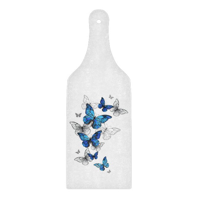 Blaue fliegende Schmetterlinge Morpho Schneidebrett (Vorderseite)