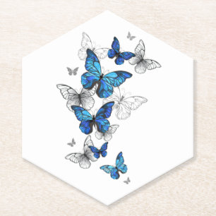 Blaue fliegende Schmetterlinge Morpho Untersetzer