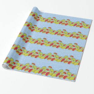 blaue Fliegenfalle Geschenkpapier