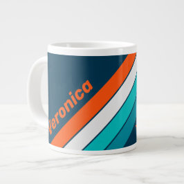 Blaue Fliegenstriped mit Namen Jumbo-Tasse