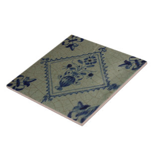 Blaue Fliese Delfts - Vase mit Blumen und