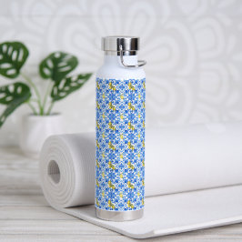Blaue Fliese Gelbe Zitrone Trinkflasche
