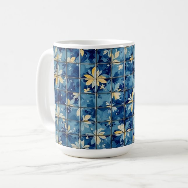 Blaue Fliese Kaffeetasse (Vorderseite Links)