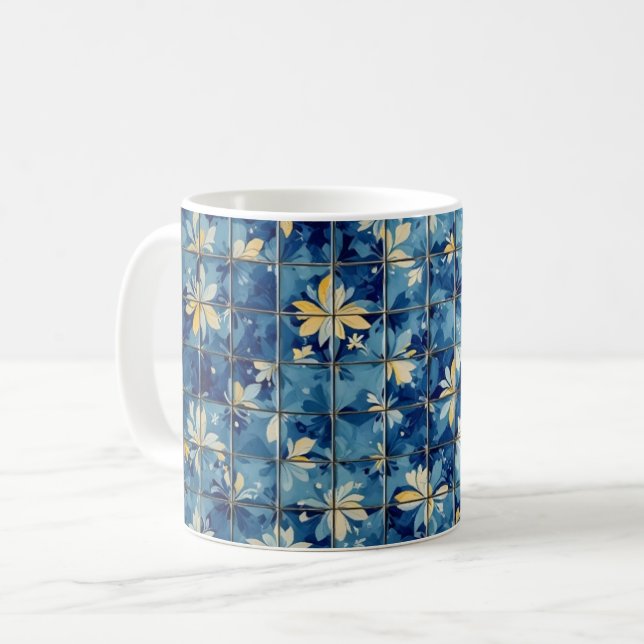 Blaue Fliese Kaffeetasse (Vorderseite Links)