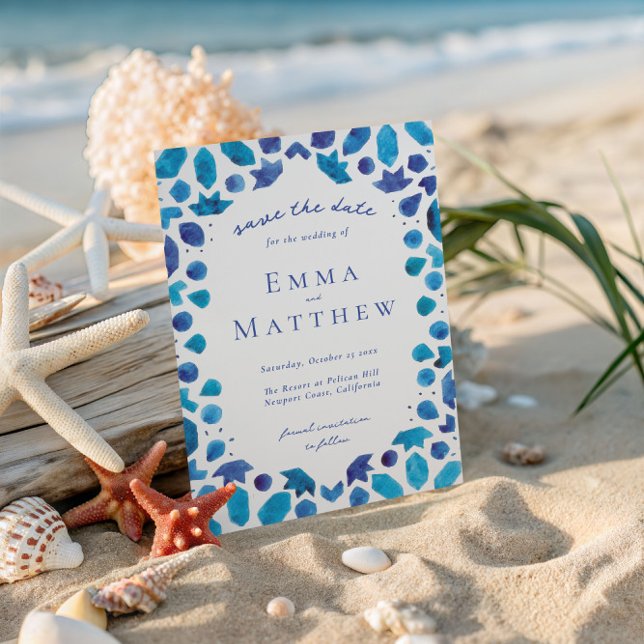 Blaue Fliese mit QR Save The Date (Von Creator hochgeladen)