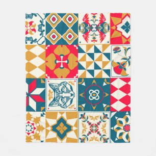 Blaue Fliese: Vintage-Mosaik-Hintergrund. Fleecedecke