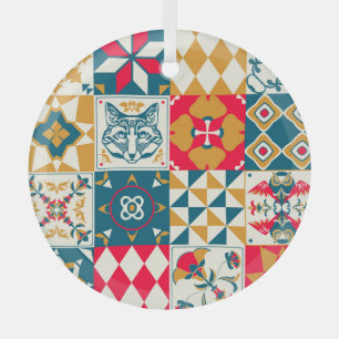 Blaue Fliese: Vintage-Mosaik-Hintergrund. Ornament Aus Glas