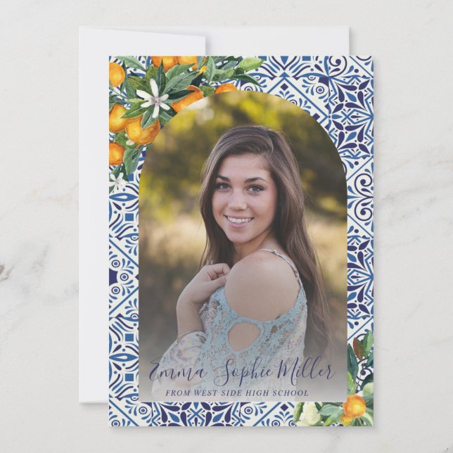 Blaue Fliesen Abschluss Ankündigung (Rückseite)