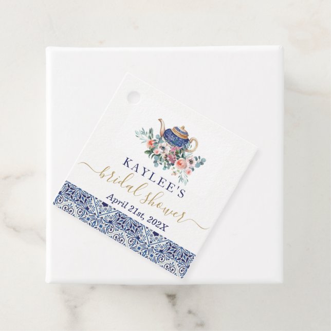 Blaue Fliesen Brautparty Tee für Anhänger (Beispiel)