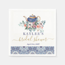 Blaue Fliesen Brautparty Teedekor Serviette