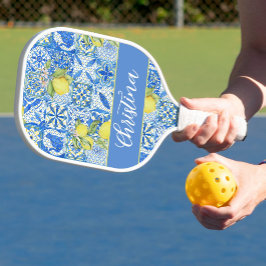 Blaue Fliesen Französisches Land Lemonen Muster Mo Pickleball Schläger