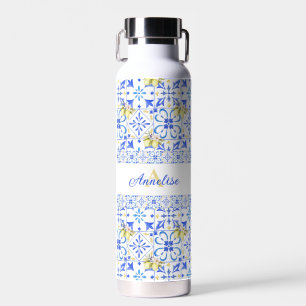 Blaue Fliesen Französisches Landhaus Zitronen Must Trinkflasche