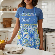 Blaue Fliesen Französisches Landhaus Zitronenmuste