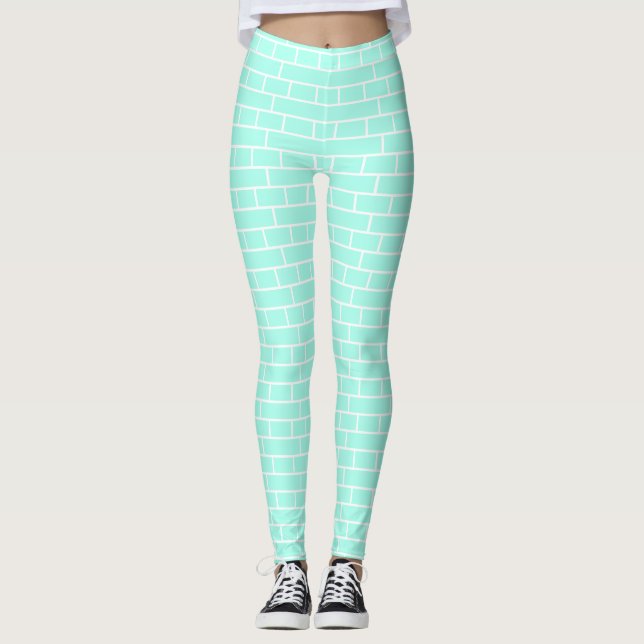 Blaue Fliesen, Glas, Ziegel Leggings (Vorderseite)