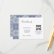 Blaue Fliesen Hochzeit Anweisungen QR Code Beilage