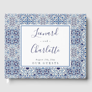 Blaue Fliesen Hochzeitsgäste buchen Sake Gästebuch