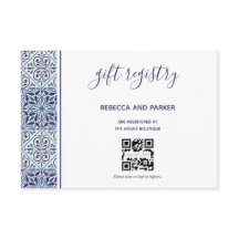 Blaue Fliesen Hochzeitsgeschenk Registrierung QR-C